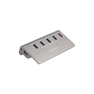 DeLock, Delock 64182 USB-Hub 4+1 Port USB-A, DC-Buchse 3.5 mm USB 3.2 Gen2 10 GBit/s Grau 64182