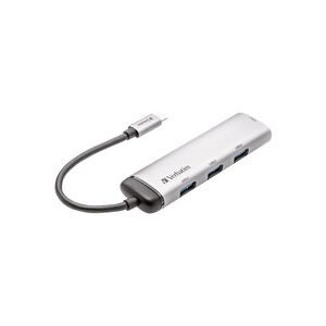 Verbatim, Verbatim 49147 USB-Hub 4 Port USB-A USB 3.2 Gen1 5 GBit/s mit USB-C® Stecker, LED-Anzeige Grau