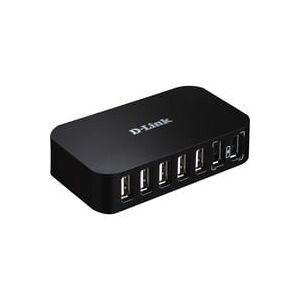 D-LINK, D-Link DUB-H7/E USB-Hub 7 Port USB-A USB 2.0 480 MBit/s mit Schnellladeport Schwarz DUB-H7/E