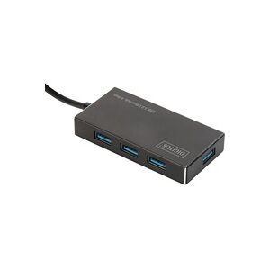 Digitus, Digitus - USB 3 Hub, 4-port, bis zu 5 Gbit/s, Aluminium, inkl. 2A Netzteil, Schwarz
