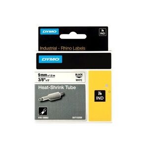 Dymo, Schriftband Wärme-Schrumpfschlauch DYMO IND RHINO 18053 Polyolefin Bandfarbe: Weiß Schriftfarbe:Schwarz 9 mm 1.5 m
