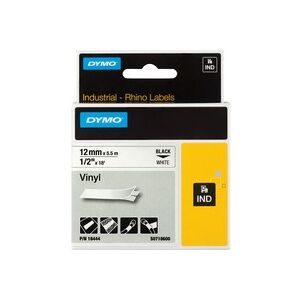 DYMO, Dymo IND S0718600 / 18444 Authentic Rhino Vinyl Schriftband Selbstklebend Schwarzer Druck auf Weiss 12 mm x 5.5m
