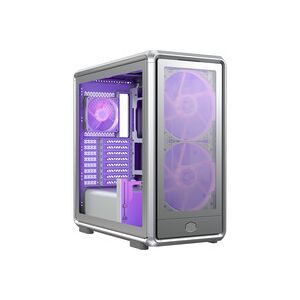 Cooler Master, Cooler Master MasterFrame 600 Mesh Si Midi-Tower PC-Gehäuse Silber 3 Vorinstallierte LED Lüfter, Seitenfenster,