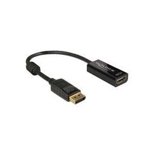 DeLock, DeLock - Adapter DisplayPort 1.2 Stecker - HDMI Buchse 4K Passiv, Schwarz, One Size