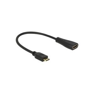 DeLock, Delock HDMI Anschlusskabel HDMI-Mini-C Stecker, HDMI-A Buchse 0.23 m Schwarz 65650 vergoldete Steckkontakte HDMI-Kabel