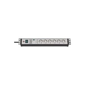 BRENNENSTUHL, Brennenstuhl Premium-Line Überspannungsschutz-Steckdosenleiste, 6-fach, 19"-Format, 3 m Kabel, beleuchteter Schalter, IP20, grau/schwarz