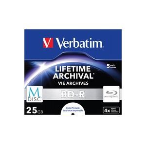 Verbatim, VERBATIM BD-R Jewel 25GB 43823 M-Disc IJ print. 5 Pcs