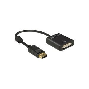 DeLock, Delock DisplayPort / DVI Adapterkabel DisplayPort Stecker, DVI-I 24+5pol. Buchse 0.20 m Schwarz 62599 vergoldete