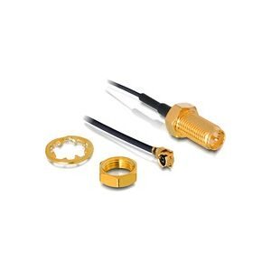 DeLock, Delock WLAN-Antennen Verlängerungskabel [1x IPEX-Stecker - 1x RP-SMA-Buchse] 30.00 cm Grau vergoldete Steckkontakte