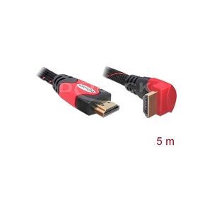 DeLock, Delock HDMI Anschlusskabel HDMI-A Stecker 5 m Schwarz, Rot 82688 Rund, 4K UHD, vergoldete Steckkontakte, verdrillt
