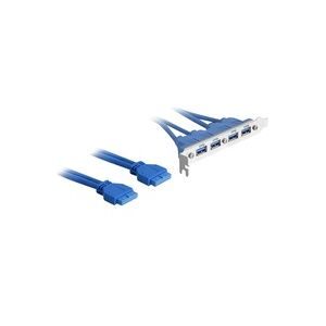 DeLock, Delock 2 x USB 3.0 19-pin - 4 x USB 3.0-A PC-Slotblech 1 St.