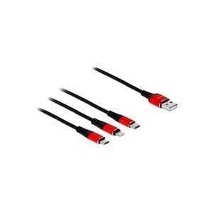 DeLock, Delock USB-Kabel USB 2.0 USB-A Stecker, USB-C® Stecker, USB-Micro-B Stecker, Apple Lightning Stecker 0.30 m Schwarz, Rot