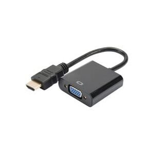 Digitus, Digitus DA-70461 HDMI / VGA Adapter [1x HDMI-Stecker - 1x VGA-Buchse, Klinkenbuchse 3.5 mm] Schwarz 10.00 cm