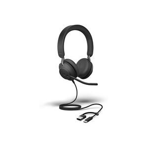 Jabra, Jabra Evolve2 40 SE USB C/A MS Stereo On Ear Headset kabelgebunden Stereo Schwarz Noise Cancelling,