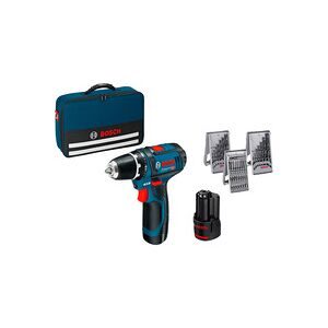 Bosch Professional, Bosch Professional GSR 12V-15 0615990G6L Akku-Bohrschrauber 12 V 2 Ah, 4 Ah Li-Ion inkl. 2. Akku, inkl. Ladegerät, mit