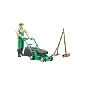 Bruder, Bruder bworld Gärtner mit Rasenmäher, Spielfigur