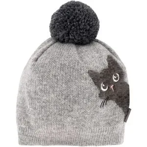 Winter-Strickmütze mit Bommel Katze