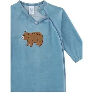 Sanetta, Sanetta Nicki-Schlafoverall mit Klappfuß Bär blau