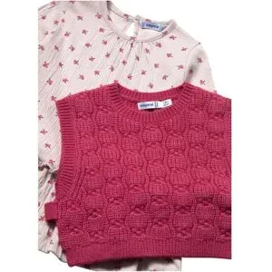 Mayoral, 2-tlg. Set Krepp-Kleid langarm und Pullunder