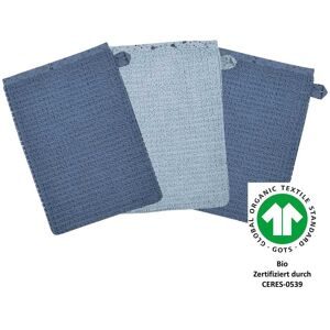 WOERNER, WÖRNER SÜDFROTTIER Waschhandschuh blau 3er Pack