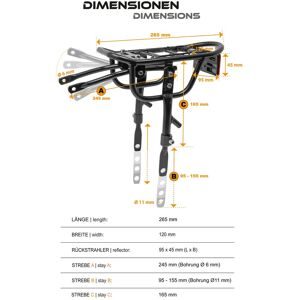 PROMETHEUS BICYCLES, Gepäckträger Vario für Kinderfahrrad Universell 16+18 Zoll
