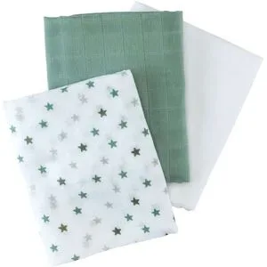 Bornino, 3er-Pack Mullwindeln Sterne 80x80 cm