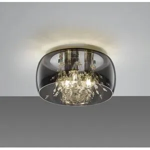 LIVIQUE, Deckenlampe Chave Grau Glas 34 cm 17.5 cm - Farbe: chrom - Deckenlampe