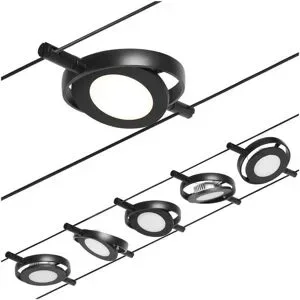 Paulmann, Paulmann RoundMac 94418 Seil-Komplettsystem LED fest eingebaut LED Schwarz (matt), Chrom