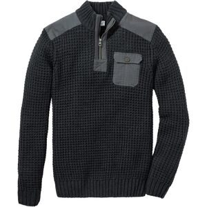 bonprix, bonprix Troyer "Grobstrick Troyer Pullover mit Web-Besatz" aus Grobstrick, Web-Einsätze, mit Stehkragen und Zipper, Regular Fit