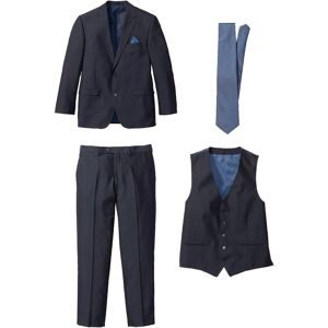 bonprix, bonprix Anzug Set, 4 tlg. regular fit bestehend aus Sakko mit Reverse, Weste, Flatfront-Hose und Krawatte