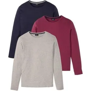 bonprix Langarmshirt (3er Pack)grau 64Herren