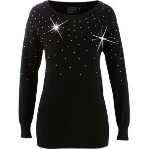 bonprix, bonprix Strickpullover 1 Rundhalsausschnitt, mit Steinchenverzierung, Viskosemischung