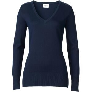 bonprix, bonprix Strickpullover "Feinstrickpullover" aus Baumwollmischung, mit V-Ausschnitt, schmale Passform