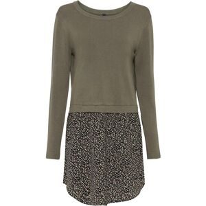 bonprix, bonprix 2-in-1-Pullover "Feinstrickpullover mit Rockansatz" im Materialmix, mit geblümten Rockansatz, bequem