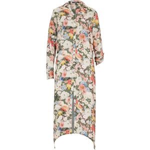 bonprix, bonprix Longbluse "Longbluse aus fliessender Viskose" extrem lange Form, aus Viskose, mit Blütendruck, mit Hemdblusenkragen