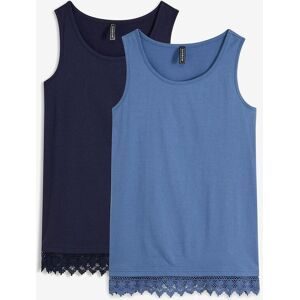 bonprix, bonprix Shirttop Packung, 2er, bequeme Passform, zarte Spitzenborte am Saum, taillierter Schnitt