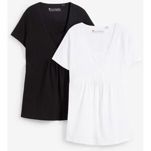 bonprix, bonprix Stillshirt "2-in-1 Umstands- und Stillshirts (2er Pack?)" Packung, 2 Stk. figurumspielende Passform, mit Wickelschnitt