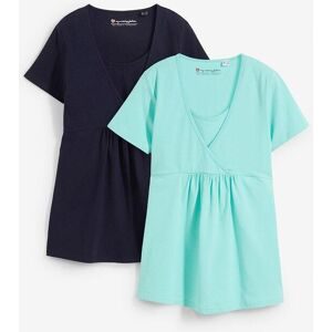 bonprix, bonprix Stillshirt "2-in-1 Umstands- und Stillshirts (2er Pack?)" Packung, 2 Stk. figurumspielende Passform, mit Wickelschnitt