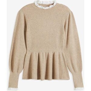 bonprix, bonprix Strickpullover "Pullover" mit Blusen-Einsatz, Ballonärmel mit breitem Bündchen, tailliert