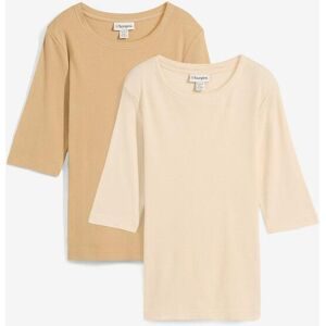 bonprix, bonprix T-Shirt Packung, 2er, aus Baumwoll-Elasthan-Mix, schmale Passform, Halbarm-Design