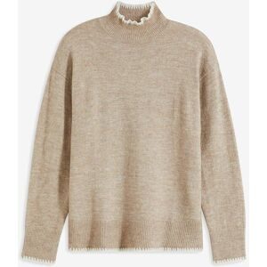 bonprix, bonprix Strickpullover mit Stehkragen, kontrastfarbige Häkelkanten, bequem, meliert