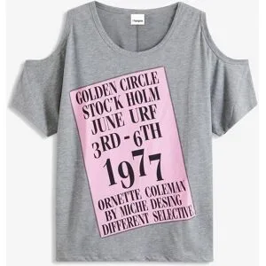 bonprix Cold-Shoulder-Shirtgrau 40Damen