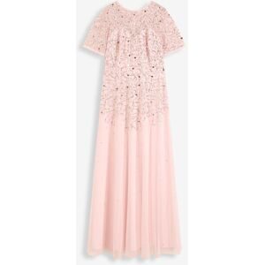 bonprix, bonprix Maxikleid für festliche Anlässe, mit Tüll-Obermaterial, mit kurzem Arm
