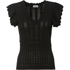 bonprix, bonprix Strickpullover Ajour-Strick mit hohem Viskoseanteil, ärmellos mit Volant