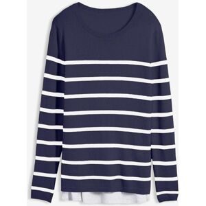 bonprix, bonprix Stillpullover aus Jersey, gestreifte Optik, figurumspielende Passform