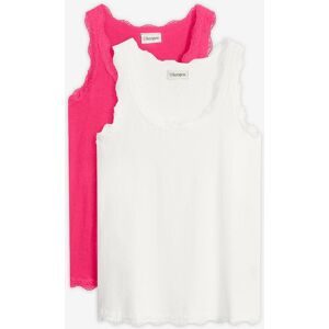 bonprix, bonprix Shirttop Packung, 2 tlg. schmale Passform, mit dekorativer Spitze, aus Viskose-Mix