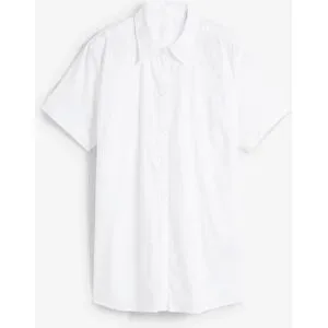 bonprix Stretch-Kurzarmbluse aus Baumwoll-Mixweiß 48Damen