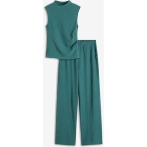 bonprix, bonprix Overall Set, 2er, aus Crinklejersey, schmale Passform, ärmellos, im 2er-Set