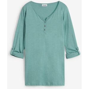 bonprix, bonprix Langarmshirt gerade Passform, Krempelärmel, Henley-Ausschnitt