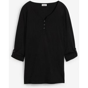 bonprix, bonprix Langarmshirt gerade Passform, Krempelärmel, Henley-Ausschnitt